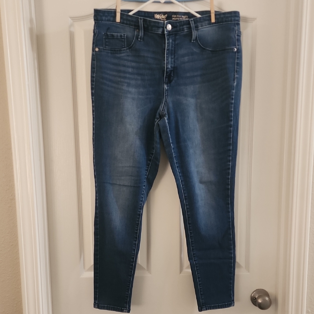 Mossino High Rise Jeggings, Size 16 Medium Denim Color